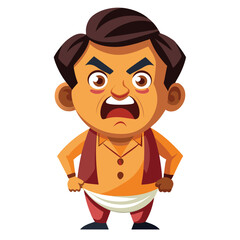 Cartoon character with angry expression and brown hair style