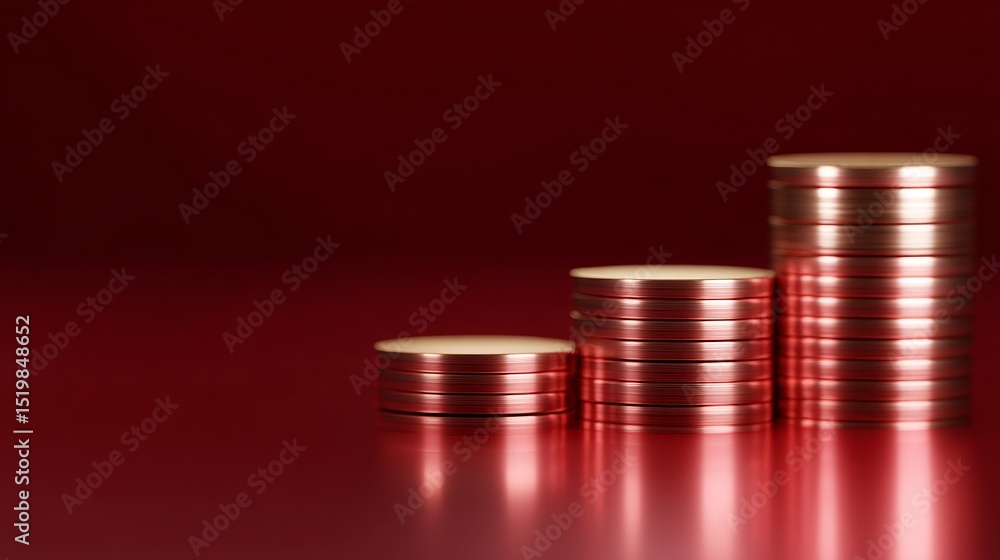 Aufkleber a series of rising stacks of coins create a visual representation of growth and prosperity. the imag