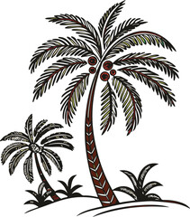 Modern illustration of a woman in profile with creative leaf and hair fusion, symbolizing beauty in nature and simplicity.