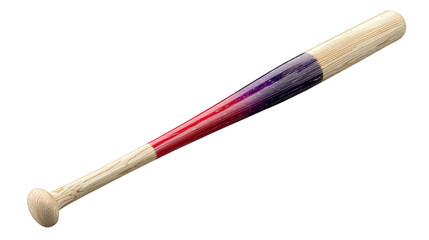 a baseball bat with a red and blue stripe