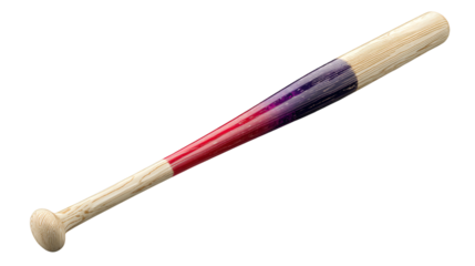 a baseball bat with a red and blue stripe