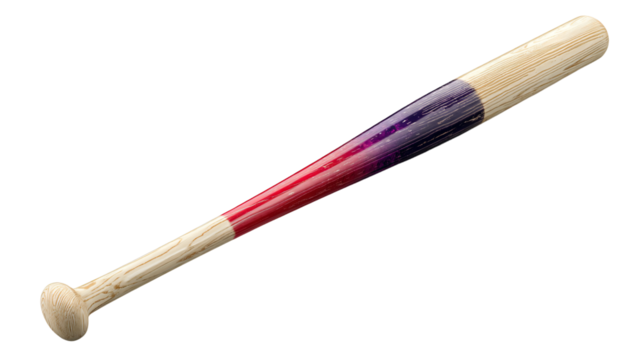 a baseball bat with a red and blue stripe