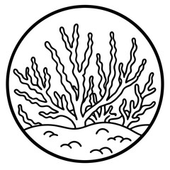 Minimal Coral Coastline Line Art 
