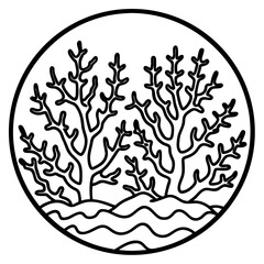 Minimal Coral Coastline Line Art 