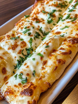 Indian naan bread with garlic butter and sauces on wooden table. AI Generative.