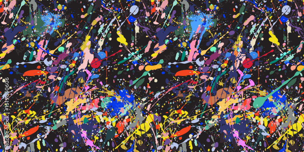 Poster hand drawn vector multicolor paint splashes texture, vector seamless pattern. seamless pattern color