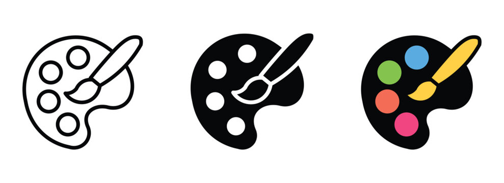 Brush, Color palate icon. , Creative Art and painting color palate icon design, stock  vector