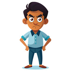 Cartoon man with angry expression and hands on his waist