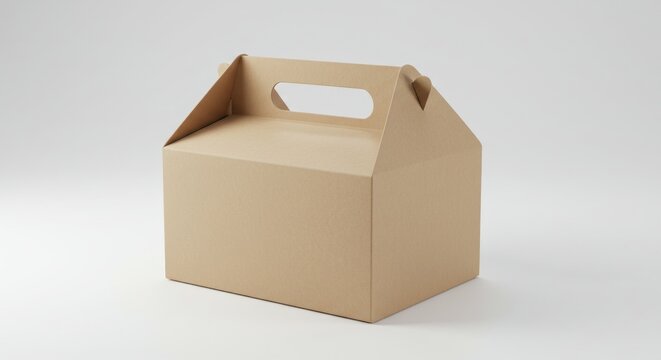 Beige cardboard takeout box with handle