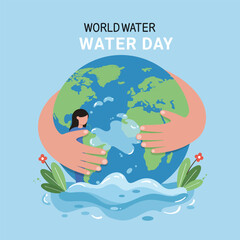 world oceans day concept illustration, World oceans day design with underwater sea, sharks, corals, sea plants, stingrays and turtles on a blue background.
