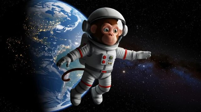 Monkey astronaut in space
