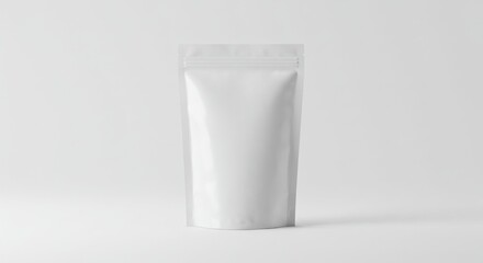 Blank white plastic pouch, likely for food or drink
