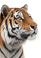 Naklejka premium A close-up illustration of a tiger's face showing detailed fur and striking eyes
