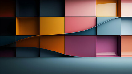 Obraz premium Abstract Geometric Wall Design With Colorful Squares