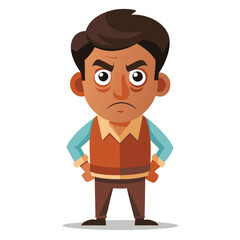 Cartoon man with angry expression and hands on his waist