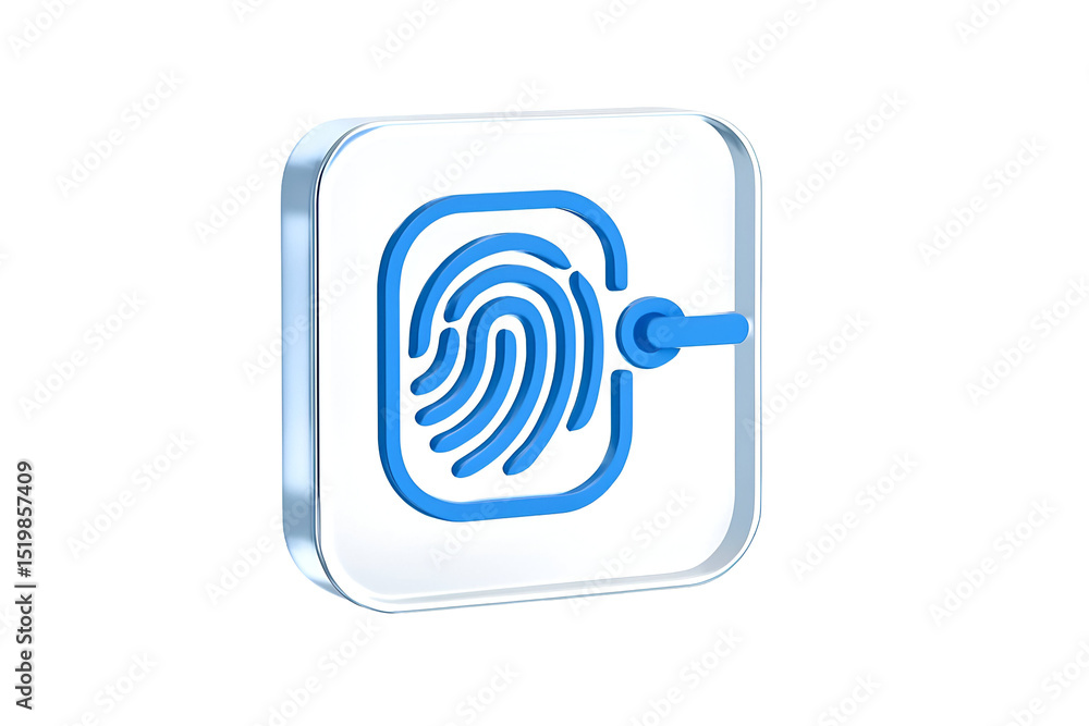 Aufkleber biometric authentication icon, a fingerprint linked to a digital system