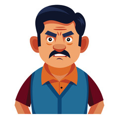 Illustration of a man with a mustache looking angry