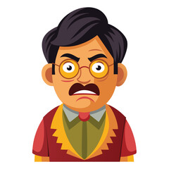 Cartoon man with glasses and an angry expression on his face
