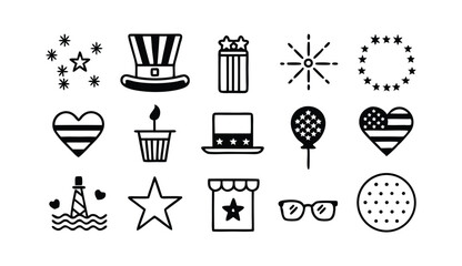 USA Patriotic Icon Set | 4th of July Party Elements and Independence Day Symbols 