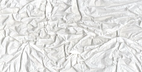 Flat white crumpled paper covering the entire frame. High-resolution texture for seamless background or design overlays.
