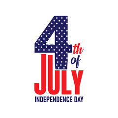4th of July Independence Day Typography Design with Patriotic Colors, USA National Celebration Graphic, American Flag Inspired Text Art for T-shirt, Poster, and Digital Projects