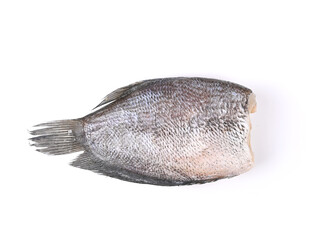 The Sun dried fish, isolated on white background. Top view