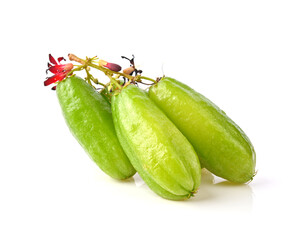starfruit (Averrhoa bilimbi L.) belimbing wuluh. Averrhoa bilimbi fruits or Belimbing slice on a white background
