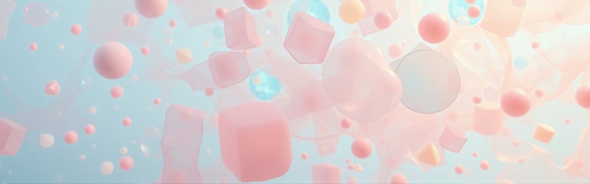 Pastel geometric shapes composition creates soft and visually engaging artwork