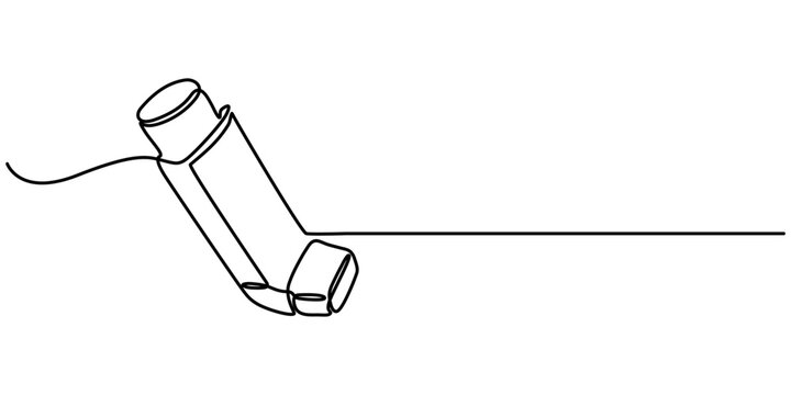 inhaler continuous one line drawing, Single one line drawing an inhaler. Medical equipment concept. Continuous line draw design graphic vector illustration.                                           