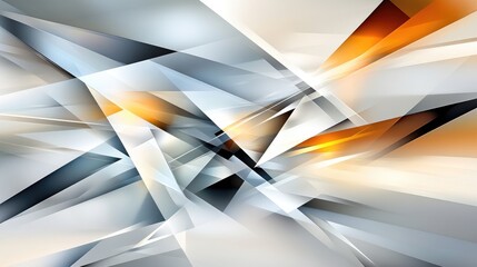 Abstract geometric art featuring sharp, intersecting triangles in cool and warm tones, creating a dynamic, energetic composition