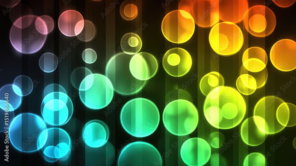 Aufkleber abstract colorful bokeh circles and vertical stripes on a dark background