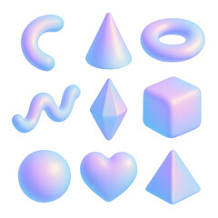 Collection of pastel-colored 3D shapes