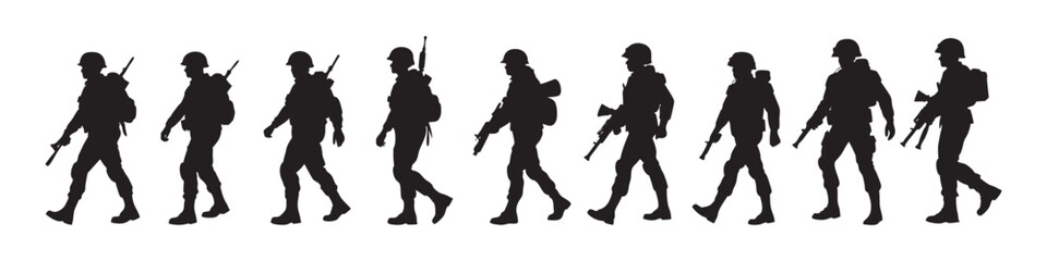 Happy Independence Day Army Vector – Patriotic Military Silhouette Clipart Design Set