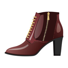Trendy Dark Red Zipper Buckle Ankle Boots