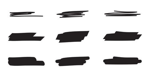 set of simple brush strokes isolated vector illustration