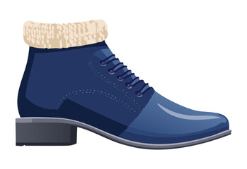 Cozy Blue Fur-Cuff Ankle Boot