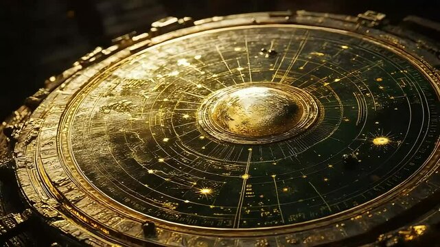 Ornate golden celestial device