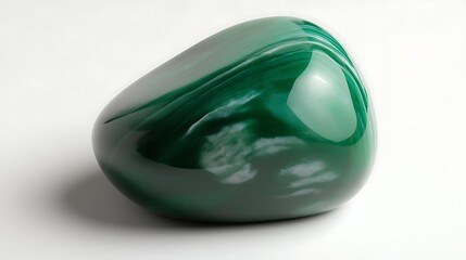 Elegant Green Glass Stone Decor Object on White Background Still Life