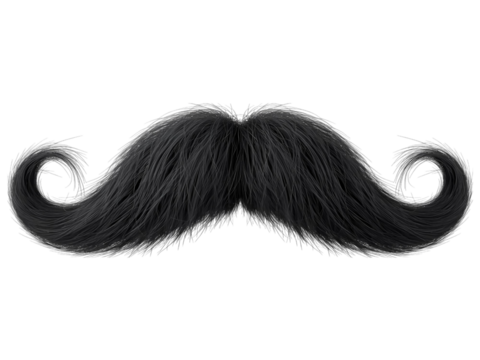 Black mustache isolated on transparent background - Powered by Adobe