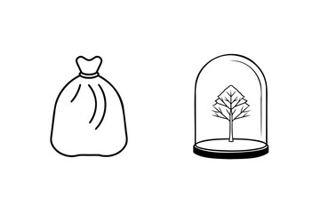 Concept illustration of preservation and protection symbolized by bag and tree in a glass dome