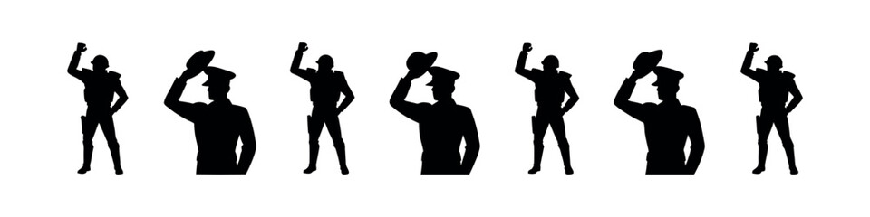 Happy Independence Day Army Vector – Patriotic Military Silhouette Clipart Design Set