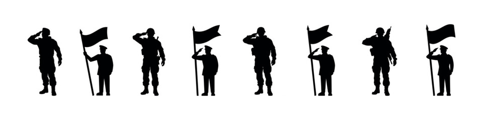 Happy Independence Day Army Vector – Patriotic Military Silhouette Clipart Design Set