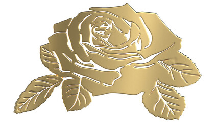 golden rose on transparent background