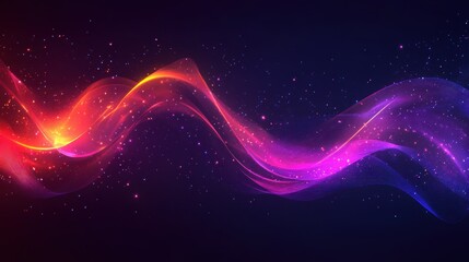 Obraz premium Abstract glowing waves of vibrant colors, swirling against a dark background