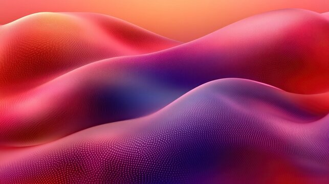 Abstract, vibrant, wavy, fluid shapes in pink, purple, and orange