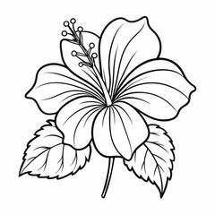 Hibiscus flower outline vector icon