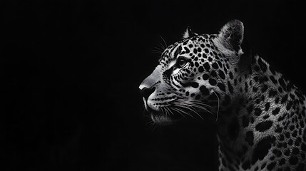 Obraz premium Jaguar Portrait in Monochrome Black and White Close Up Side View