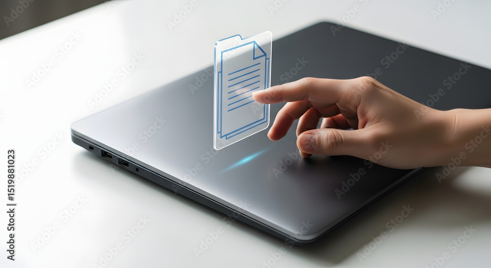 Poster digital document management streamlining workflow on laptop