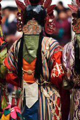 Detail of outfit of dancers at the Tsechu (festival), Thimphu, Bhutan