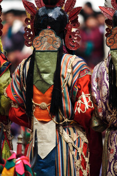 Detail of outfit of dancers at the Tsechu (festival), Thimphu, Bhutan